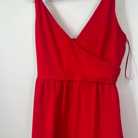 Dress The Population Solange Tiered Mini Dress Red Surplice - Picture 2 of 6